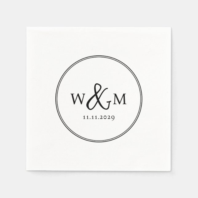 Simple Elegant Modern Monogrammed Wedding Napkin (Front)