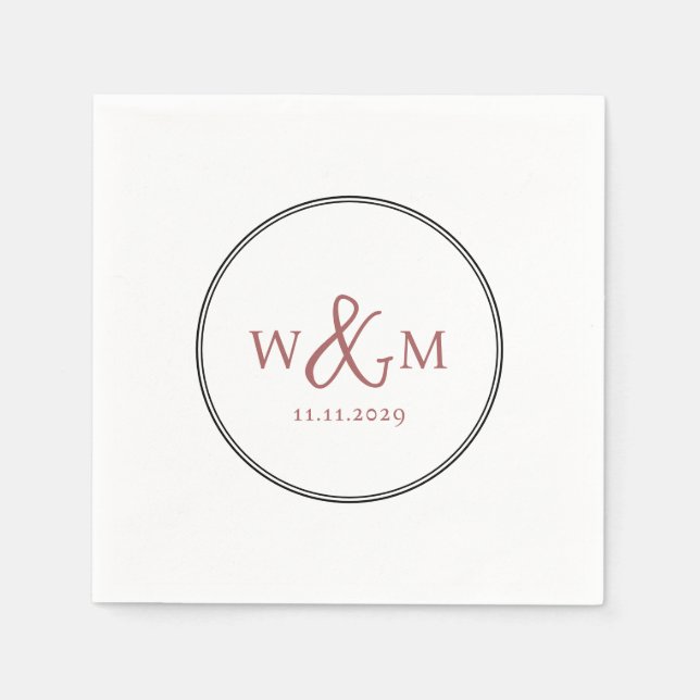 Simple Elegant Modern Monogrammed Wedding Napkin (Front)