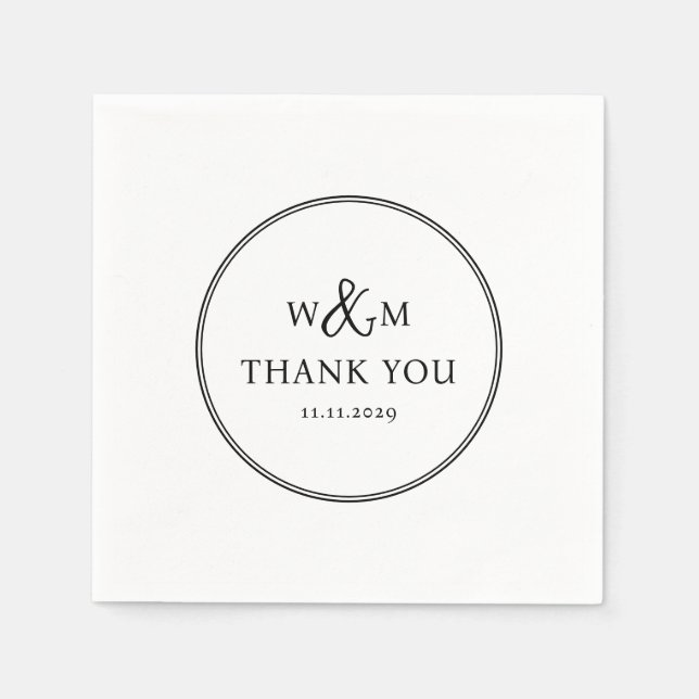 Simple Elegant Modern Monogrammed Wedding Napkin (Front)