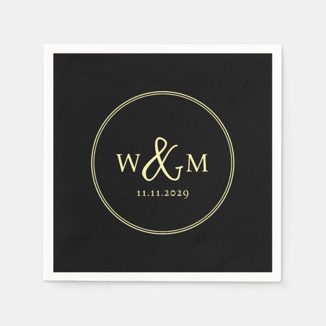 Simple Elegant Modern Monogrammed Wedding Napkin (Front)