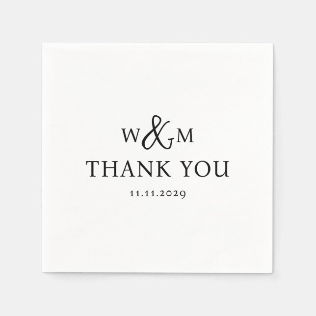 Simple Elegant Modern Monogrammed Wedding Napkin (Front)