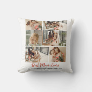 Simple Elegant Modern Mothers Day Photo Collage Cushion