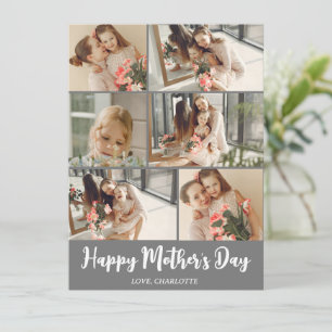 Simple Elegant Modern Mothers Day Photo Collage Holiday Card