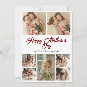 Simple Elegant Modern Mothers Day Photo Collage Holiday Card