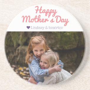 Simple Elegant Modern Mothers Day Photo Name Coaster