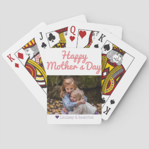 Simple Elegant Modern Mothers Day Photo Name Playing Cards