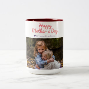 Simple Elegant Modern Mothers Day Photo Name Two-Tone Coffee Mug