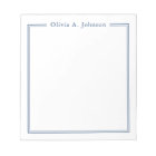 Simple Elegant Modern Navy White Notepad