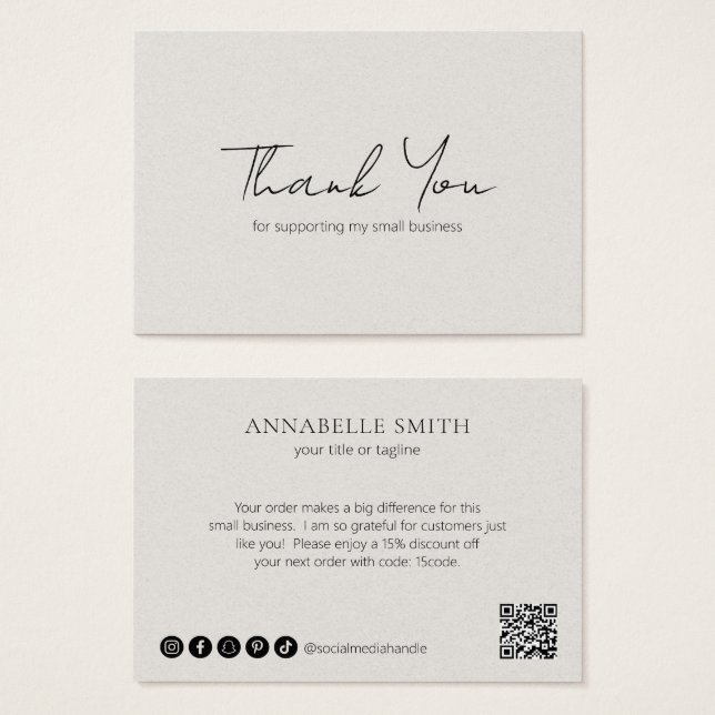 Simple Elegant Modern Neutral Beige Order Insert (Front & Back)