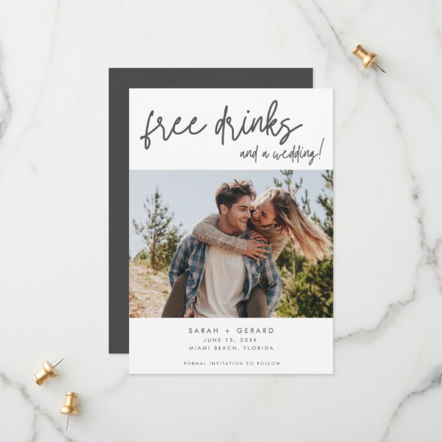 Simple Elegant Modern Photo Funny Wedding Save The Date (Front/Back In Situ)