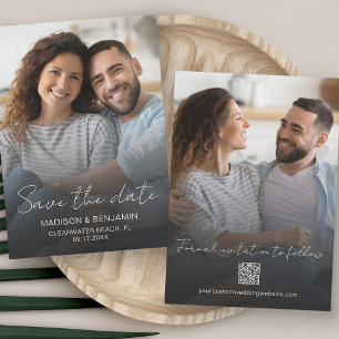 Simple Elegant Modern Photo QR Code Wedding Save The Date