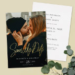 Simple Elegant Modern Photo Save the Date Wedding<br><div class="desc">This simple, stylish modern photo foil save the date wedding card features crisp white text with a chic foil 'Save the Date' message above your names, date and wedding locale. The default colour of the foil 'Save the Date' script is gold. The default shape is standard sharp corners, but this...</div>