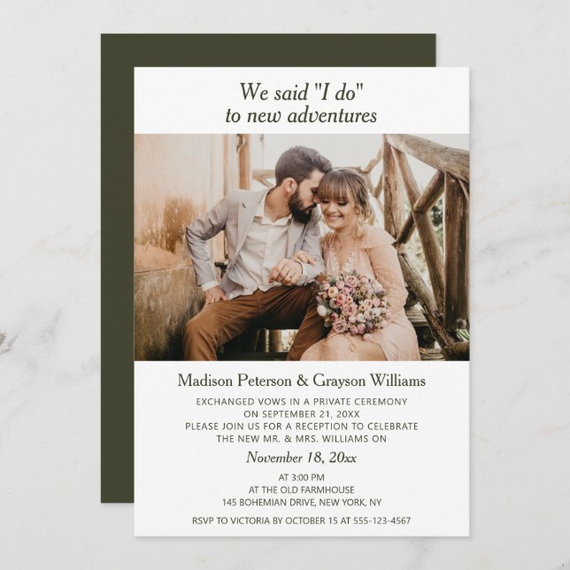Simple Elegant Modern Photo We Said I Do Married Invitation (Front/Back)