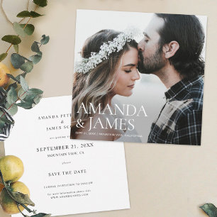 Simple Elegant Modern Photo Wedding Engagement Save The Date