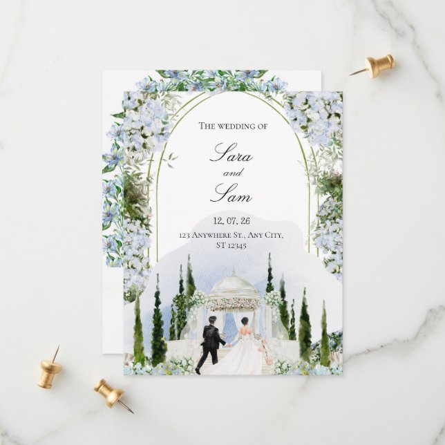Simple Elegant Modern Photo Wedding Invitation (Front/Back In Situ)