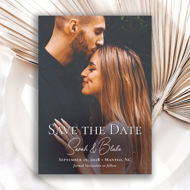 Simple Elegant Modern Photo Wedding Save the Date (Available in both printed and instant download digital formats.)