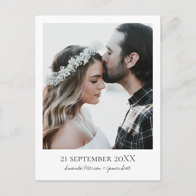Simple Elegant Modern Photo Wedding Save the Date Announcement Postcard (Front)