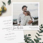 Simple Elegant Modern Photo Wedding Save the Date Invitation<br><div class="desc">This simple, stylish modern photo wedding save the date card template features your names and date beneath your photo. The Save the Date script in black on the front is an image and can't be altered. You might choose to change the font, punctuation or colour used for various other text...</div>