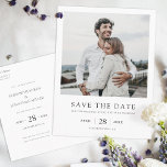 Simple Elegant Modern Photo Wedding Save the Date Invitation Postcard<br><div class="desc">This simple, elegant modern photo wedding save the date postcard template features your names and details in black beneath your photo. You might choose to change the font, punctuation or colour used for various text elements of this design on the front and/or back. For example, you might choose to give...</div>