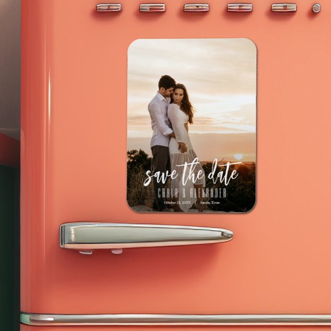 Simple Elegant Modern Photo Wedding Save the Date Magnet (Creator Uploaded)