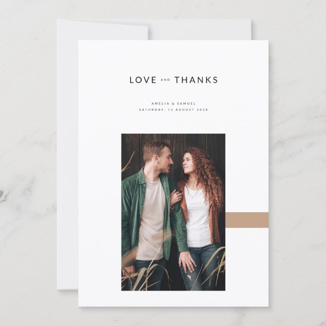 Simple Elegant Modern Photo Wedding Thank You Card (Front)