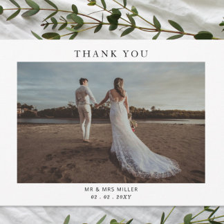 Simple Elegant Modern Photo Wedding Thank You Card