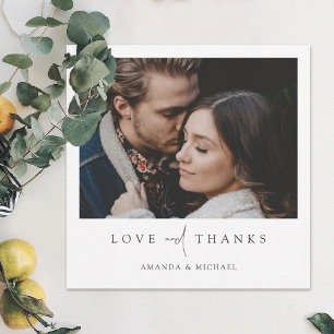 Simple Elegant Modern Photo Wedding  Thank You Card