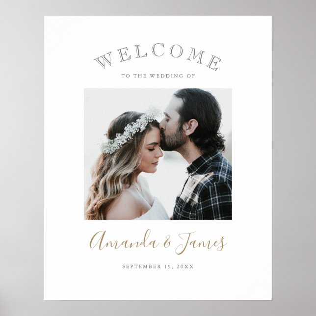 Simple Elegant Modern Photo Wedding Welcome Poster (Front)