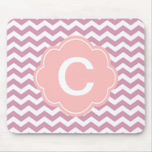 simple, elegant, modern pink chevron zigzag mouse mat