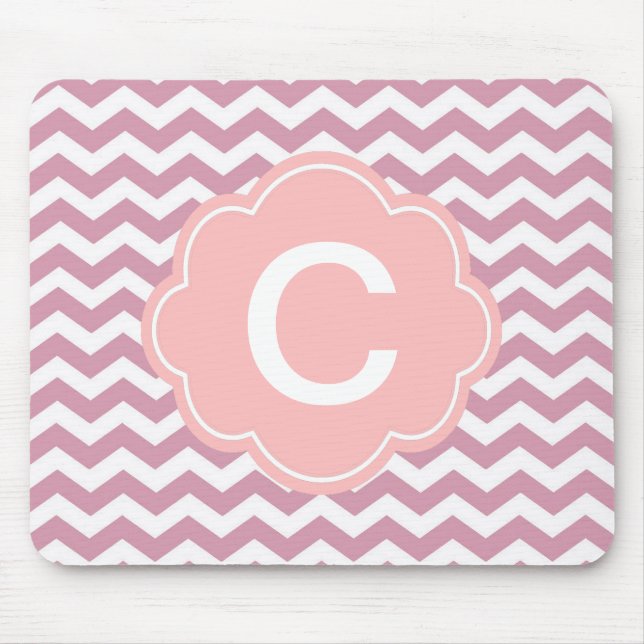 simple, elegant, modern pink chevron zigzag mouse mat (Front)