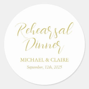 Simple Elegant Modern Rehearsal Dinner Wedding Classic Round Sticker