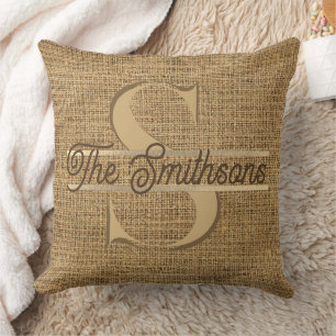  Simple Elegant Modern Rustic Gold Monogram & Name Cushion