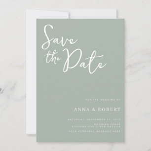 Simple Elegant Modern Sage Green Wedding Save The Date
