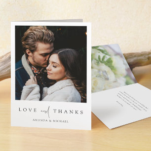 Simple Elegant Modern Script Custom Photo Wedding Thank You Card