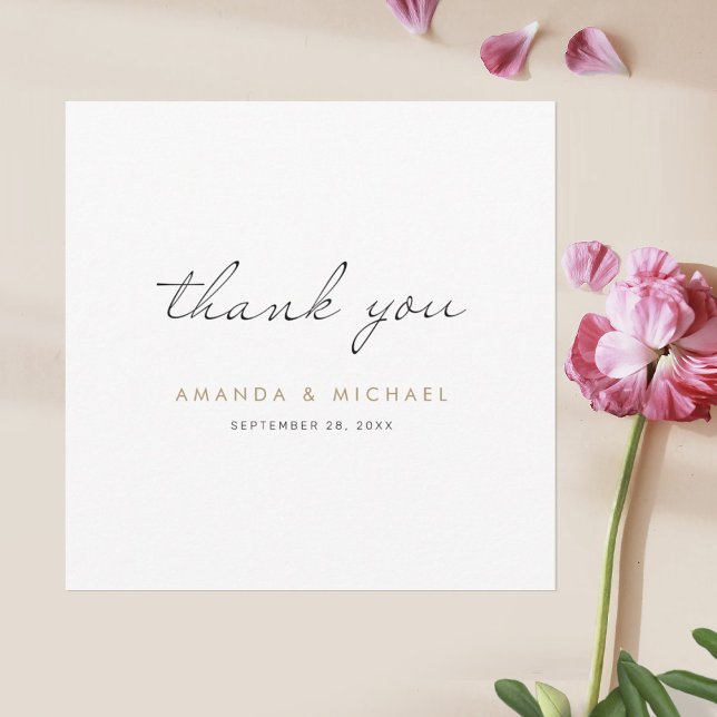 Simple Elegant Modern Script Custom Wedding Thank You Card (Creator Uploaded)