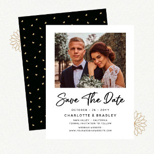 Simple Elegant Modern Script Photo Wedding Invitation