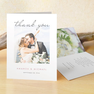 Simple Elegant Modern Script Photo Wedding Thank Y Thank You Card