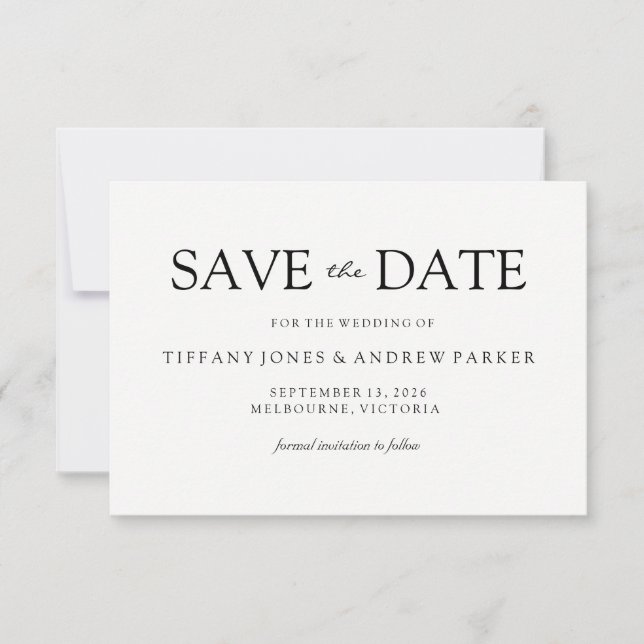 Simple Elegant Modern Script Wedding Save the date (Front)