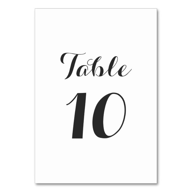 Simple Elegant | Modern Table Number Card (Front)