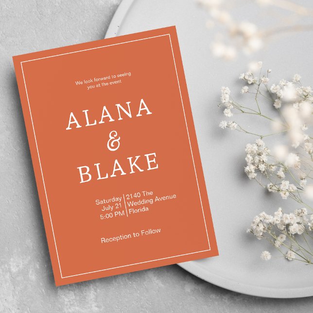 Simple elegant modern terracotta Wedding Invitation (Simple elegant modern terracotta Wedding )