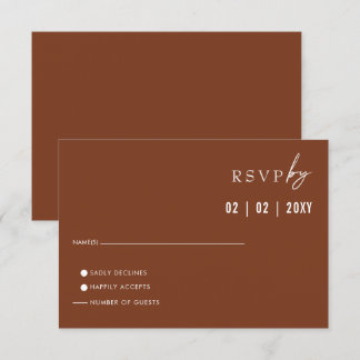 Simple Elegant Modern Terracotta Wedding RSVP Card