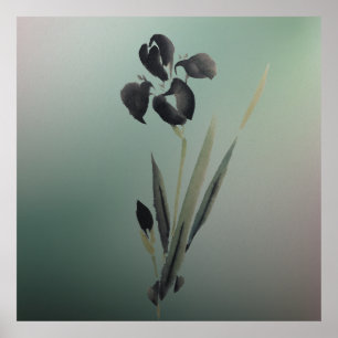 Simple Elegant Modern Ukiyo-e Japanese Iris Poster
