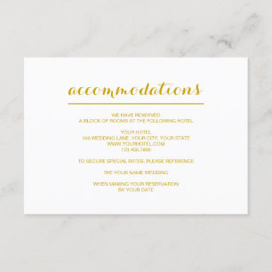 Simple Elegant Modern Wedding Accommodation Card