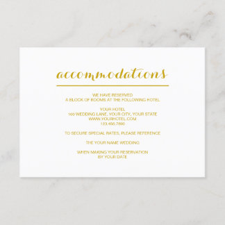 Simple Elegant Modern Wedding Accommodation Card