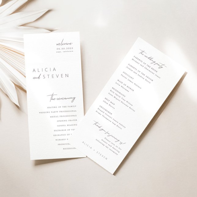 Simple Elegant Modern Wedding Ceremony Program (Creator Uploaded)
