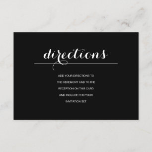 Simple Elegant Modern Wedding Directions Card