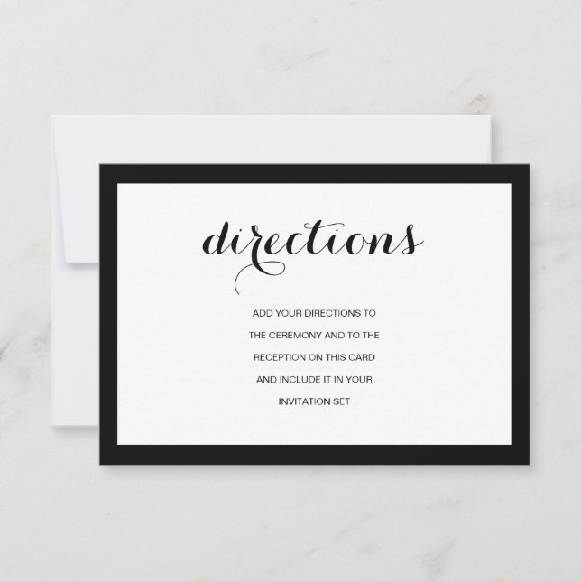 Simple Elegant Modern Wedding Directions Card (Front)