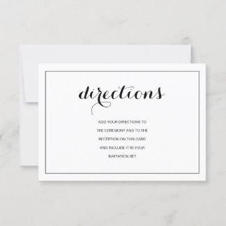 Simple Elegant Modern Wedding Directions Card