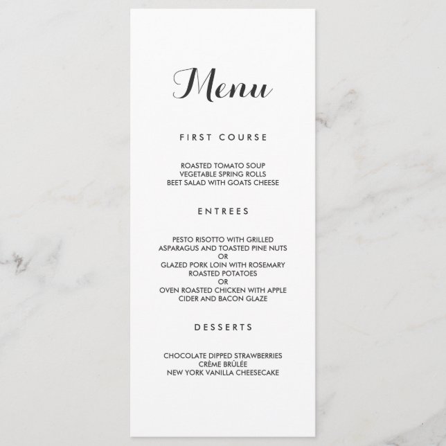 Simple Elegant | Modern Wedding Menu (Front)