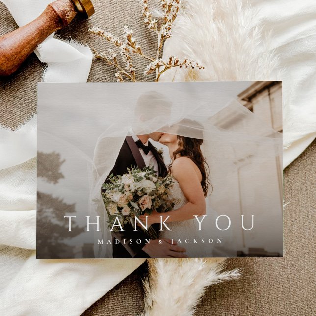 Simple Elegant Modern Wedding Photo Thank You Card (Creator Uploaded)